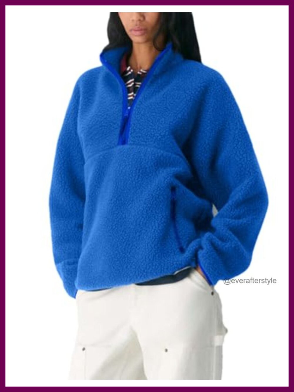 Women's Quarter Zip Fleece Pullover Fuzzy Sherpa Jacket
